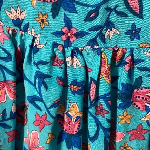 Shein Curve border print aqua, yellow, & pink high waist soft rayon tunic dress - Picture 6 of 9